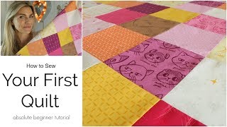 Your First Quilt  Beginner Tutorial Part 1 [upl. by Siramad]