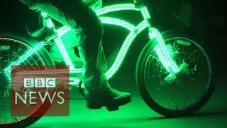 Bicycles lighting the night in Venice Beach  BBC News [upl. by Turrell278]