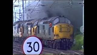 Class 37 thrash  Mossend 15690 Clag and tripleheaded locomotives on a coal train near Glasgow [upl. by Lole]