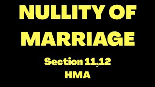 HINDU LAW LECTURE 7 NULLITY OF MARRIAGE [upl. by Esaertal]