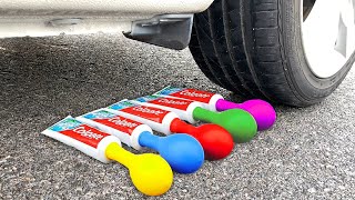 Experiment Car Vs Toothpaste and Balloons  Crushing crunchy amp soft things by car  Test Ex [upl. by Sinegra]