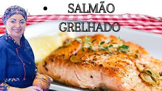 Salmão grelhado na frigideira [upl. by Eloci]