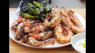 Andrew Zimmern Cooks Grilled Shrimp [upl. by Nattirb]