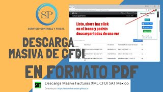 Descarga masiva de los CFDI en formato PDF desde el portal del SAT [upl. by Nikal103]