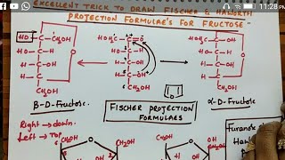 Fischer amp Haworth projection formulas for Fructose Biomolecules class 12 chemistry [upl. by Reema758]