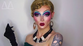 1930s VINTAGE GLAM  Drag Queen Makeup Transformation Tutorial [upl. by Esiom]