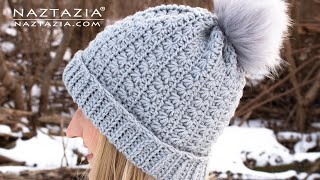 How to CROCHET STAR STITCH HAT  Easy Winter Hat by Naztazia [upl. by Aynnat]