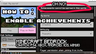 HOW TO ReEnable Achievements After creative Tutorial  Minecraft Bedrock 116 working in 2021 [upl. by Aun]