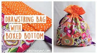 EASY Drawstring Bag with Boxed Bottom  Whitney Sews [upl. by Aicilyt]