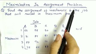 Lec32 Maximization Assignment Problem  Unbalanced Example  In Hindi  In Operation Research [upl. by Forcier493]