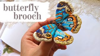 Easy Butterfly brooch tutorial  embroidery gift [upl. by Anillek]