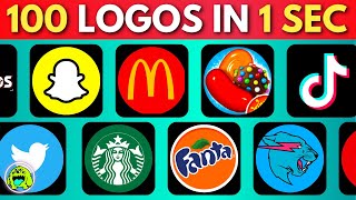 Guess 100 Logos In 1 Second  LOGO QUIZ [upl. by Lekcim]