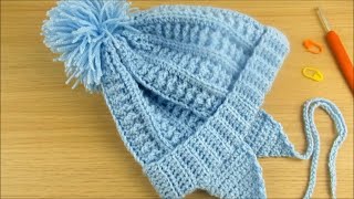 How to crochet Ear Flaps Crochet baby hat 612 months Part 2 [upl. by Jaban37]