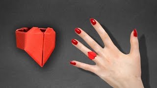 Origami Heart Ring  Instructions in English BR EasyOrigamiAndCrafts [upl. by Yramliw]