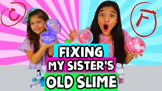 FIXING amp GRADING MY SISTERS OLD amp DISGUSTING SLIME CHALLENGEJASMINE AND BELLA [upl. by Ravahs36]