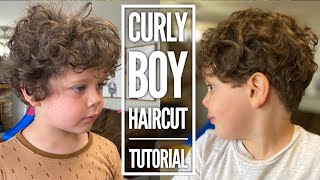 Curly Boy Haircut Tutorial [upl. by Enyamert]