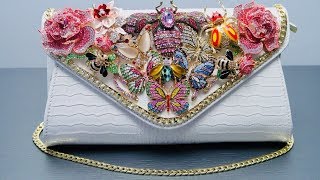 DIY  Rhinestone Brooch Butterfly Bag  BellaGemaNails [upl. by Naesal]