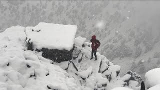 Caught in a Heavy Snowfall And RainStone Survival Shelter camping in Snowfall [upl. by Shelton]