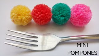 Cómo hacer pompones de lana pequeños mini pompones con tenedor [upl. by Drud]