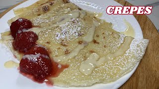 Delicious Crepe recipe with strawberry syrup and vanilla custard IHOPS WORLD FAMOUS CREPE [upl. by Dyrraj]