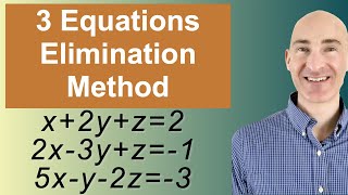 Solving Systems of 3 Equations Elimination [upl. by Benildis]