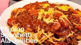 Filipino Spaghetti Ala JollibeeHow to make Filipino Style Spaghetti RecipeGet Cookin [upl. by Iney]