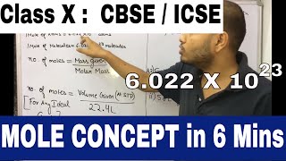 MOLE Concept in 6 mins  Class X CBSE  ICSE [upl. by Bohner]