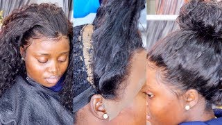 How to install Lace Frontal Sew in Weave with no glue [upl. by Yantruoc]