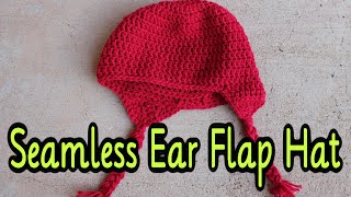 How To Crochet Seamless Ear Flap Hat [upl. by Essiralc920]