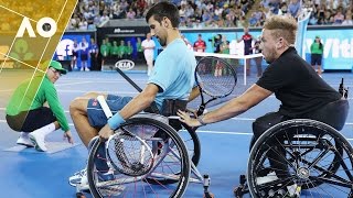 Novak Djokovic plays wheelchair tennis  Australian Open 2017 [upl. by Assir]