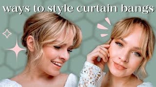 ALL the ways to style CURTAIN BANGS  Kayley Melissa [upl. by Bergren]