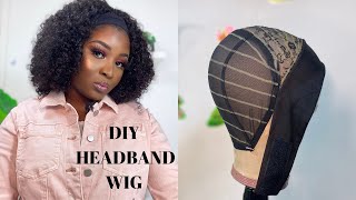 DIY HEADBAND WIG TUTORIAL FOR BEGINNERS HIGHLY REQUESTED  Omoni Got Curls [upl. by Youlton]