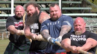 Worlds Strongest Men in a Tug o War Challenge at Braemar Gathering Highland Games site in Scotland [upl. by Silra355]