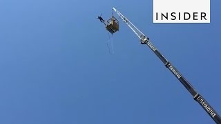 Bungee Jump From a Crane Into the Ocean [upl. by Akinyt]