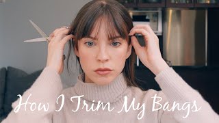 HOW TO TRIM YOUR BANGS AT HOME Plus Tips for Disguising Bangs [upl. by Zannini]