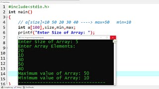 c program to find maximum and minimum element of array  Learn coding [upl. by Aneeg566]