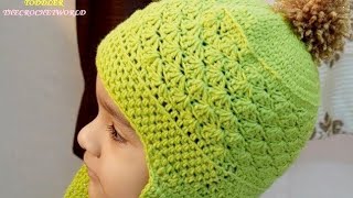 Crocheted baby boy earflap hat  ASombrero de oreja de ganchillo bebéATheCrochetworld [upl. by Thamos231]