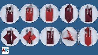 10 Maneras de doblar una servilleta  Servilletas de papel decorativas [upl. by Pellikka538]