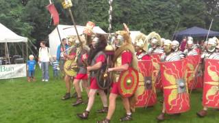 Roman Reenactment at the Amphitheatre in Caerleon Marching In [upl. by Ynotna]