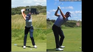 Justin Thomas golf swing  Long Iron faceon amp downtheline July 2017 [upl. by Cirilo915]