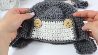 How to Crochet a Cute Toddler Aviator Hat  How to crochet a hat  Toddler earflap hat  Childs hat [upl. by Einuj]