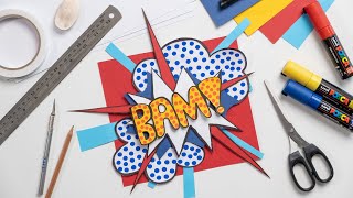 How to make a Pop Art Inspired Comic Book Onomatopoeia  Paper Collage  Zart Art [upl. by Eirellam]