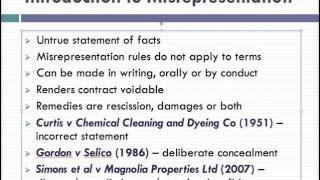 Misrepresentation Lecture 1 of 4 [upl. by Birk]