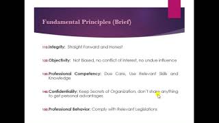 Lec12 Professional EthicsFundamental Principles issued by IESBAThreats to Fundamental Principles [upl. by Viscardi]