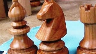 Woodturning a Chess Set Knight in 4 Minutes [upl. by Eslek]