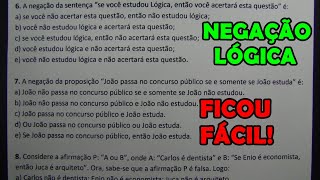 NEGAÇÃO LÓGICA  9 QUESTÕES CONCURSO [upl. by Jasik]