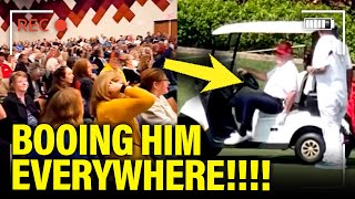 Trump RUNS TO GOLF and GETS BOOED EVERYWHERE [upl. by Anier521]