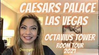 CAESARS PALACE Las Vegas  Octavius Tower Room  Pool View  2 Queen Beds  Room Tour [upl. by Rycca]