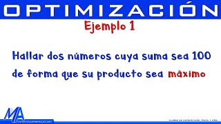 Optimización  Ejemplo 1  Producto máximo [upl. by Olegnaed129]